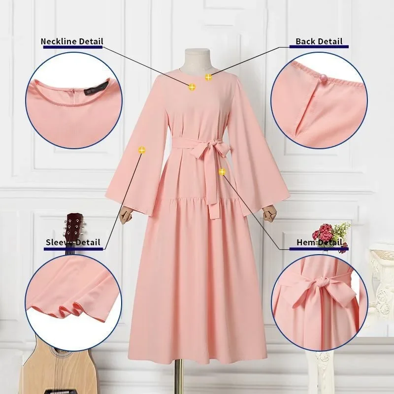2023 New Muslim Dress Khimar Hijab Abaya Flare Sleeve Islam Clothing Abayas Women Dubai Kaftan Turkish Modesty Robe Jilbab