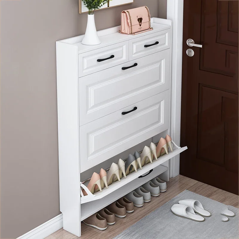 Armoire de rangement de porte de luxe, armoire à chaussures, armoire à chaussures, présentoir de banc T1, meubles peu encombrants