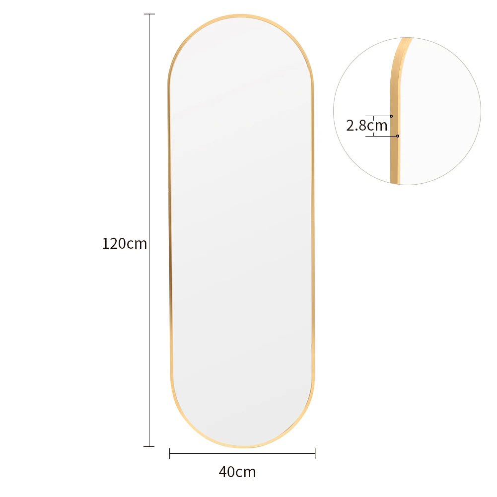 【Lifeideas】Modern Oval Metal Full Length Wall Mirror Gold/Black