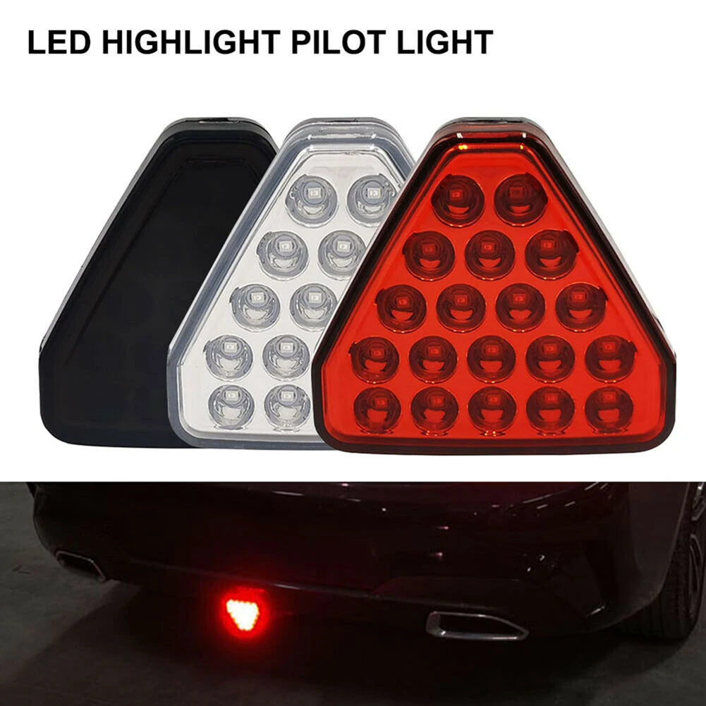 

12V Car Center Brake Lights Universal F1 Style Triangle Red LED 3rd Rear Bumper Tail Stop Strobe Light Triangular Car Lights