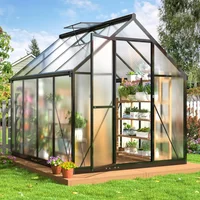 6x7.5 FT Greenhouse, Polycarbonate Greenhouse with Quick Setup Structure and Roof Vent, Aluminum Large Walk-in Greenhouse 2