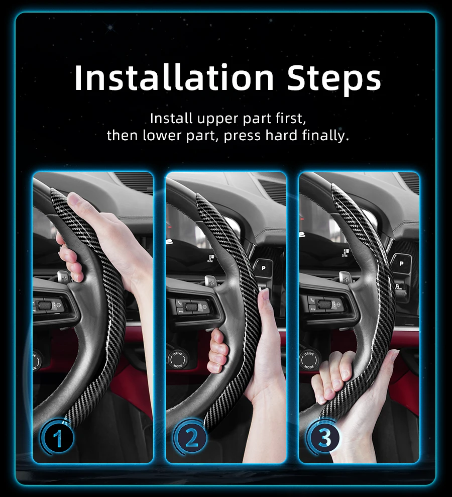Passend für Mercedes-Benz Carbonfaser-Textur Lenkradabdeckung mit segmentiertem Schnellverschluss-Design GLC GLE C-Klasse CLE A-Klasse CLA GLA GLB E-Klasse S-Klasse Maybach Sprinter Vito Citan GLS – Detail 15