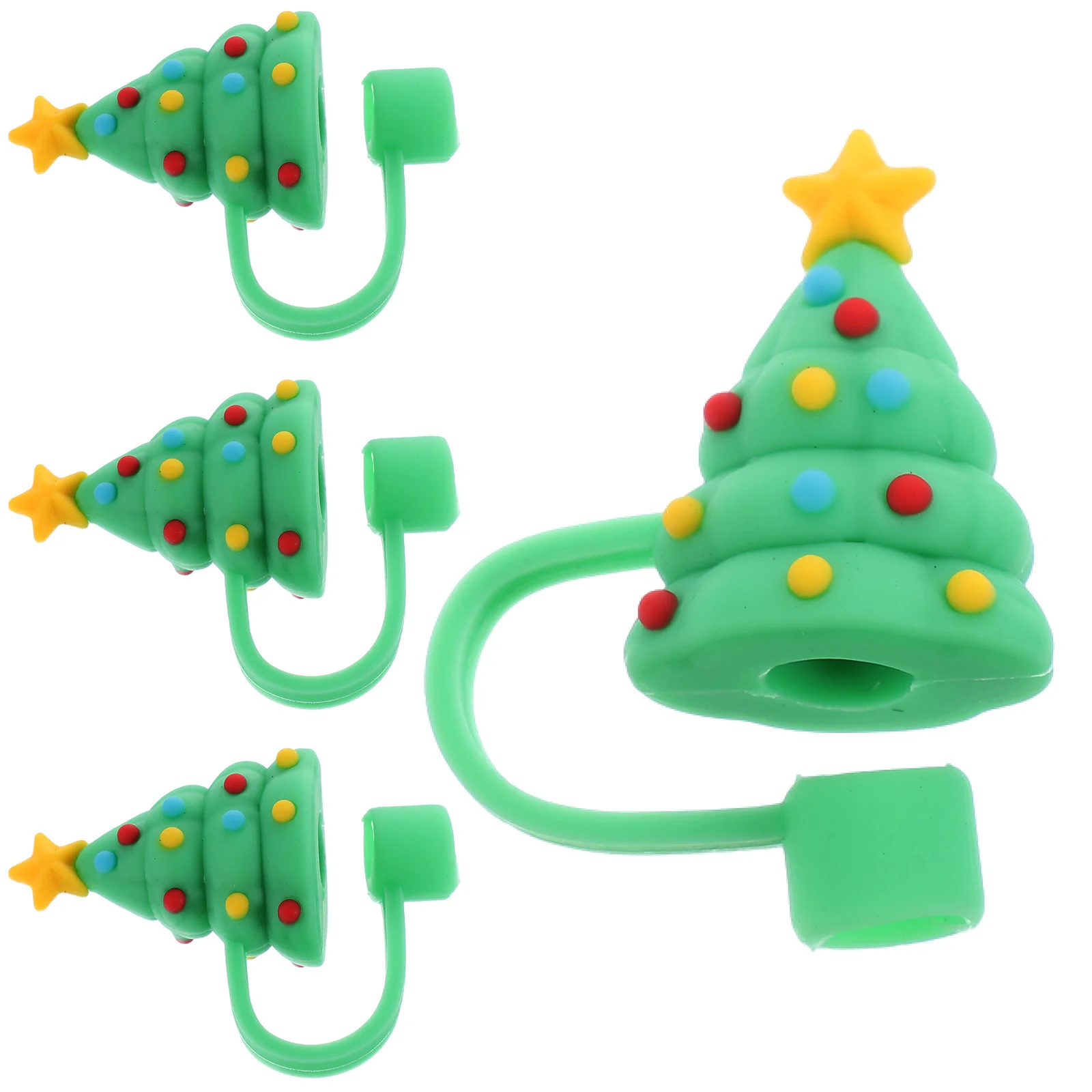 4 Pcs Pipette Tip Christmas Straw Dust Cap Reusable Party Decoration ( Candy Man) 4pcs Straws Silica Gel Caps For