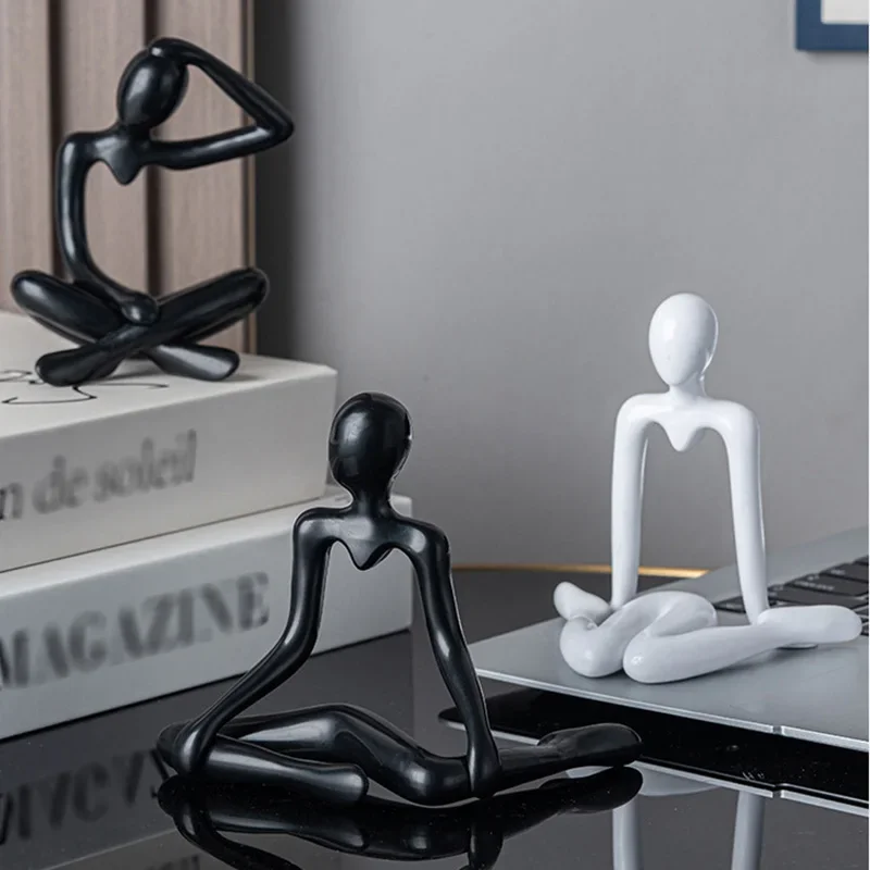 1/4PCS Nordic Light Luxury Style Abstract Figure Home Decoration Ornaments Sitting Posture Statue Crafts Desktop Decor Artworks 3