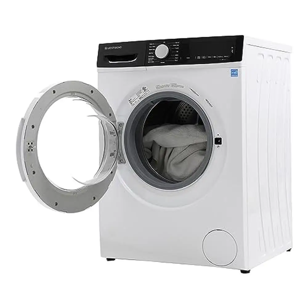 Compact Front Load Washer 2.2-Cu.Ft 15 Cycles 5 Temp Settings LED Display White Space-Saving Design 2