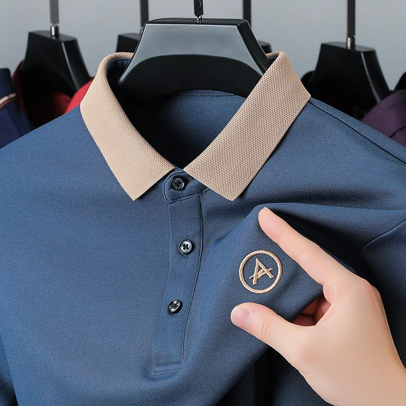 

High-end Autumn Clothing Designer Business Casual Lapel Fashion Long-sleeved Embroidery High Quality New Men's Polo Shirt M-4XL