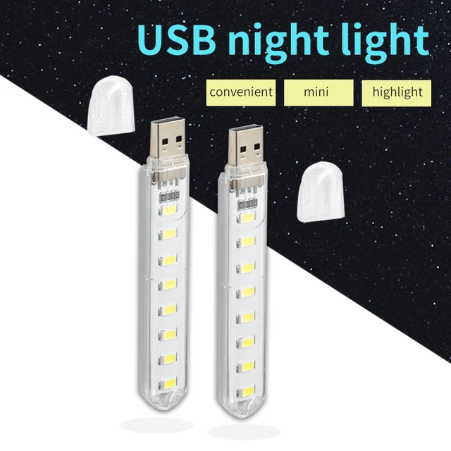 USB Night Light Mini Lightweight Power Bank Light Energy Saving Suitable for Bedroom Outdoor Travel LED 8 Lights Creative Gift