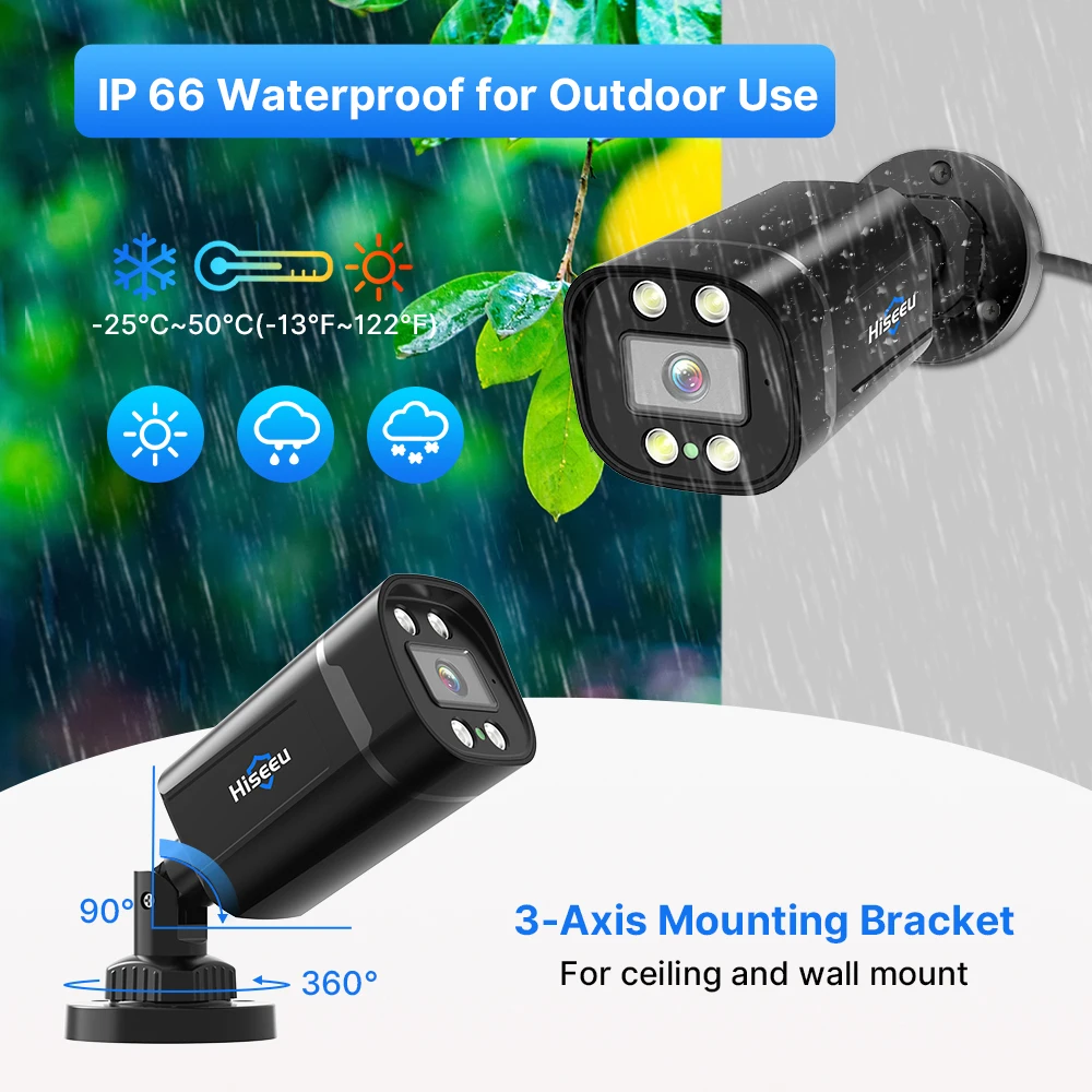 Hiseeu 8 Channels 5MP AHD CCTV Camera Wired Security System 2K HD Video Surveillance DVR Kits Infrared Night Vision XMEye Pro security camera smart outdoor camera security center camera components