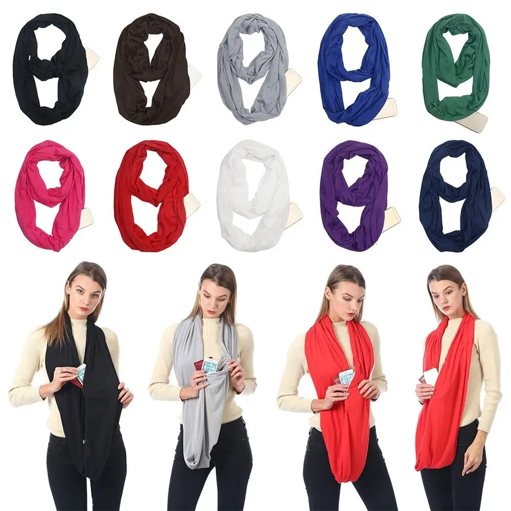 

Fashion Friend Gift Bib Neck Warmer Wraps Circle Loop Scarves Hidden Zip Pocket Scarves Infinity Scarf