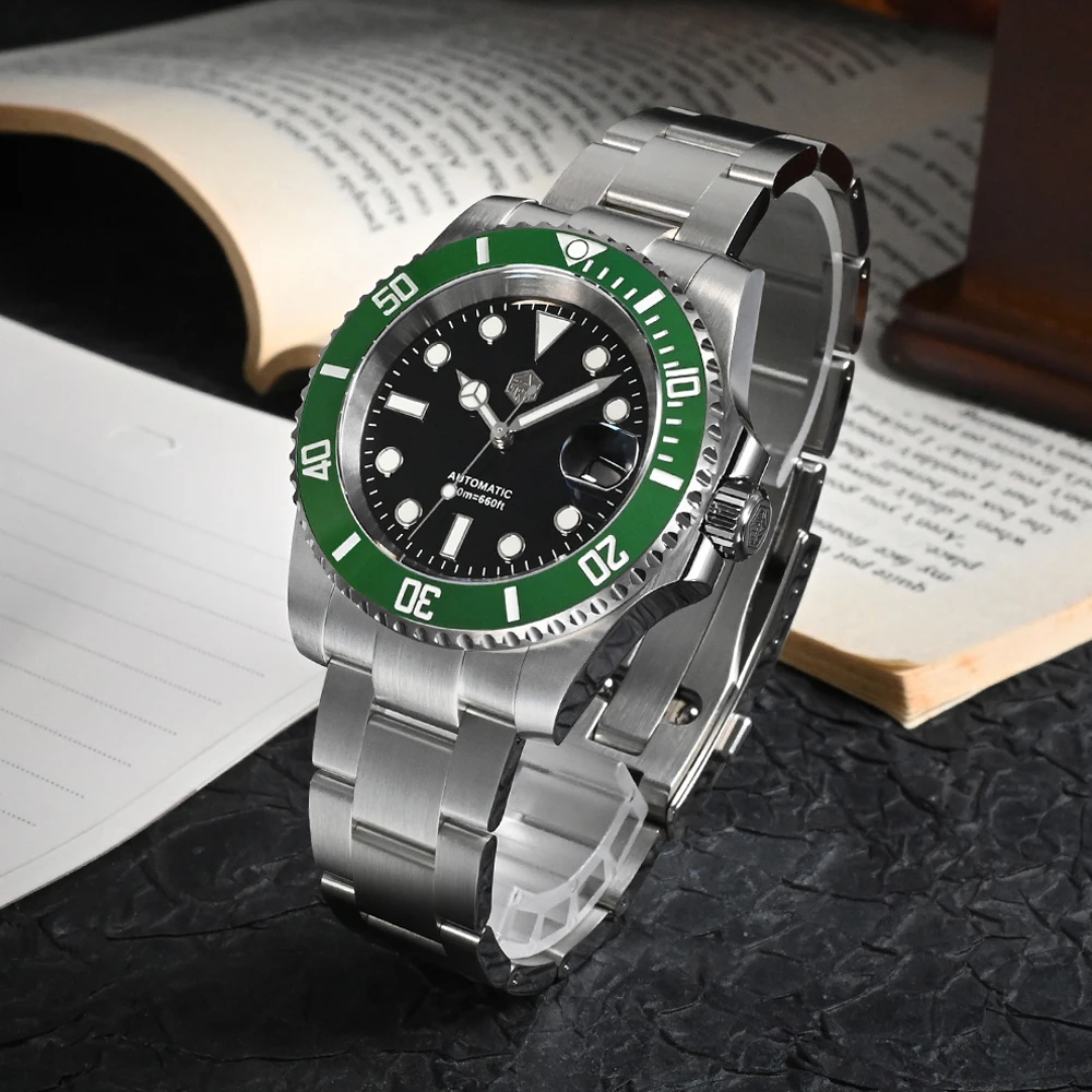 San Martin Men Diving Watches Luxury Business Stainless Steel Automatic Mechanical Watch Sapphire Glass Waterproof 20Bar SN0017 mechanical watch