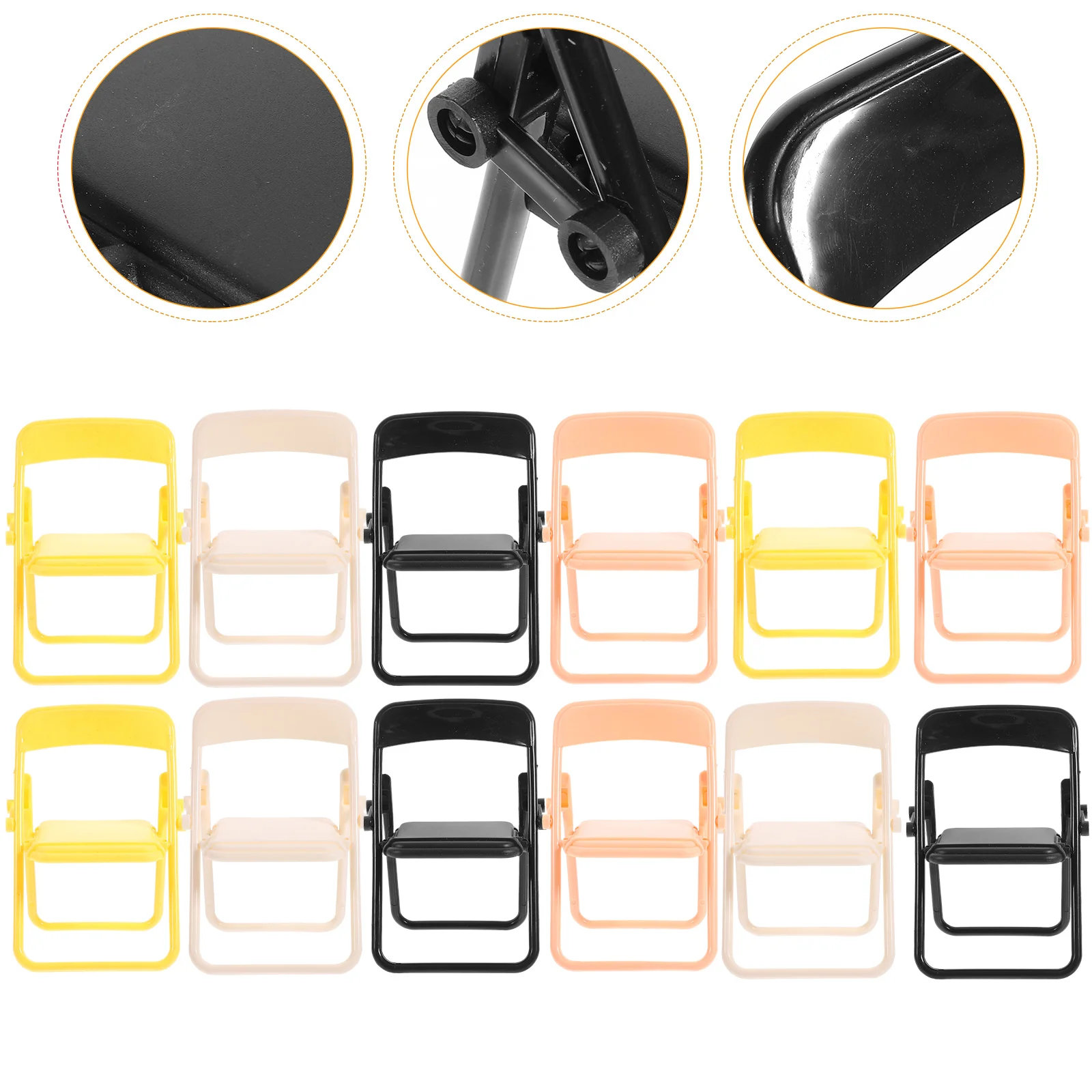 

12pcs Mini Folding Chair Models House Mini Chair Shape Cellphone Stands