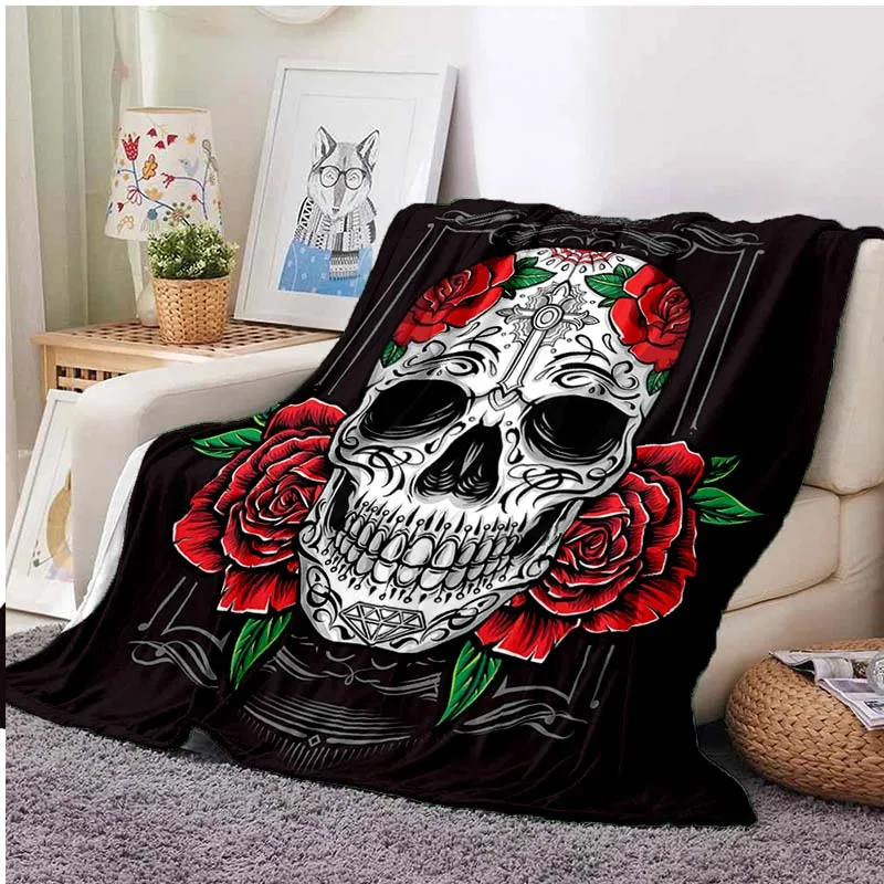 Rose and Skull Throw Blanket Soft Fleece Blankets Plush Comfy Microfiber  Throws Decor for Home Bed Couch Living Room - AliExpress