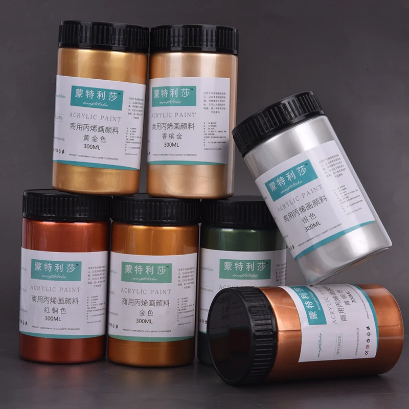 300ml Gold Paint Metallic Acrylic Paint Waterproof For Statuary Coloring DIY