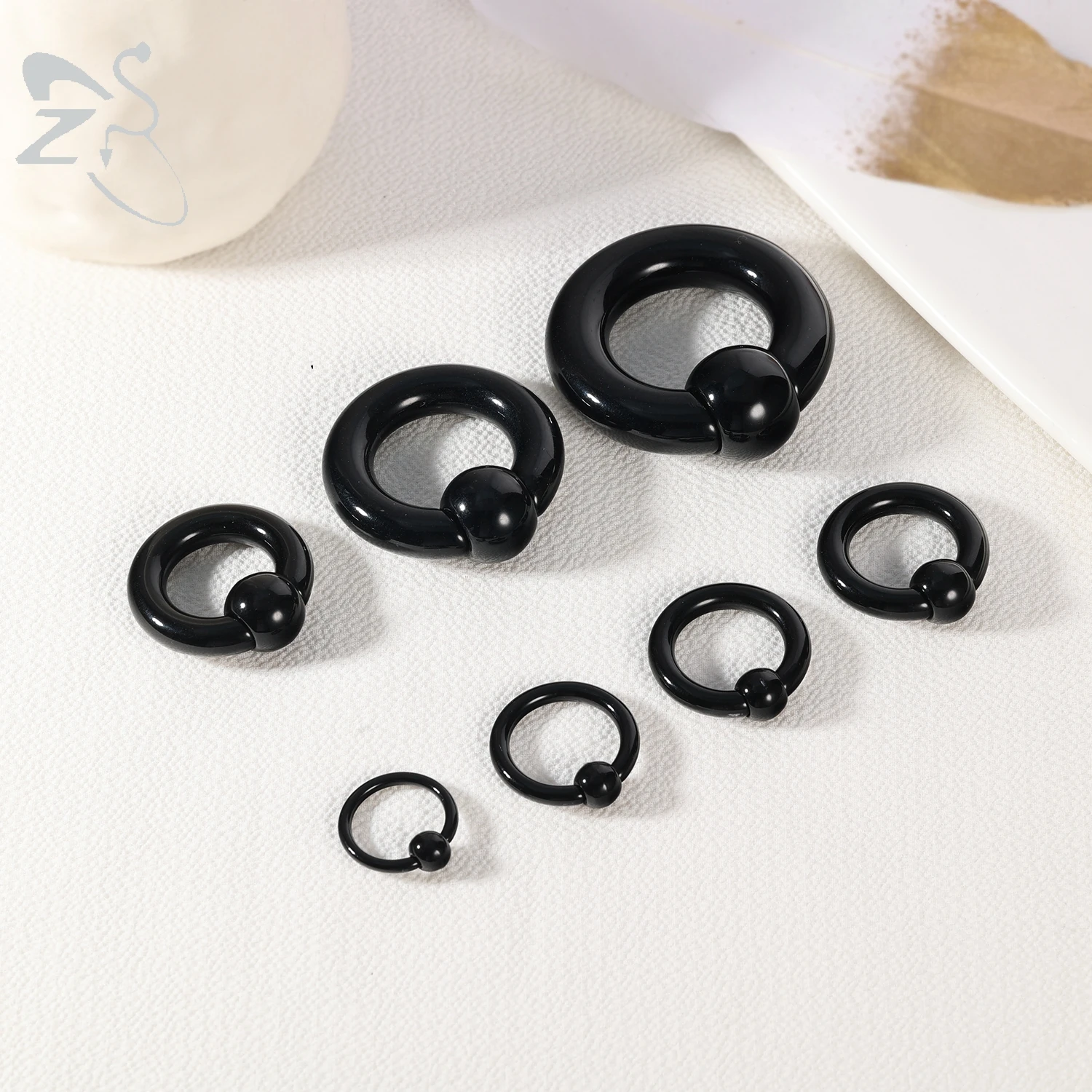 Anello con perline prigioniere di grosso calibro Anello da naso in acciaio inossidabile Cerchio per donna Uomo BCR Chiusura del trago Anelli al naso
