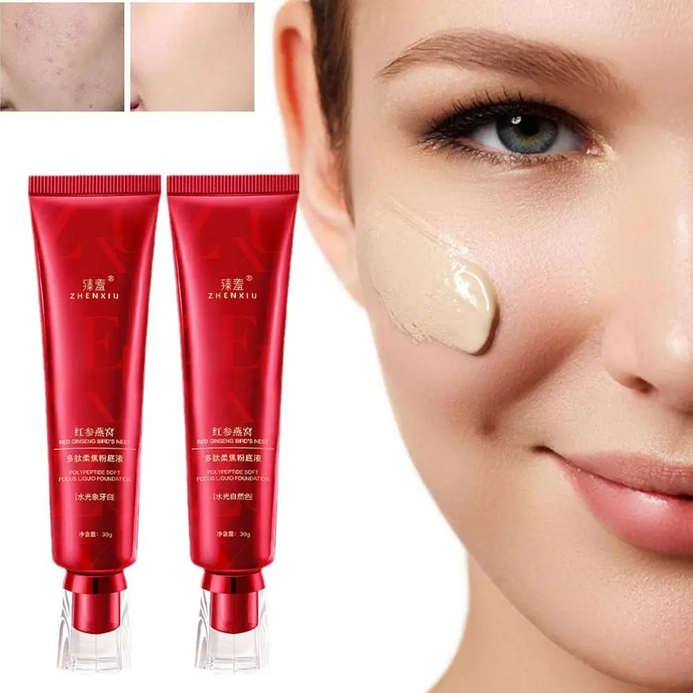 

30G Red Diamond Plant Extract Skin Nourishing Liquid Moisturizing Easy Concealer Control Long-lasting Oil Not Foundation Rem