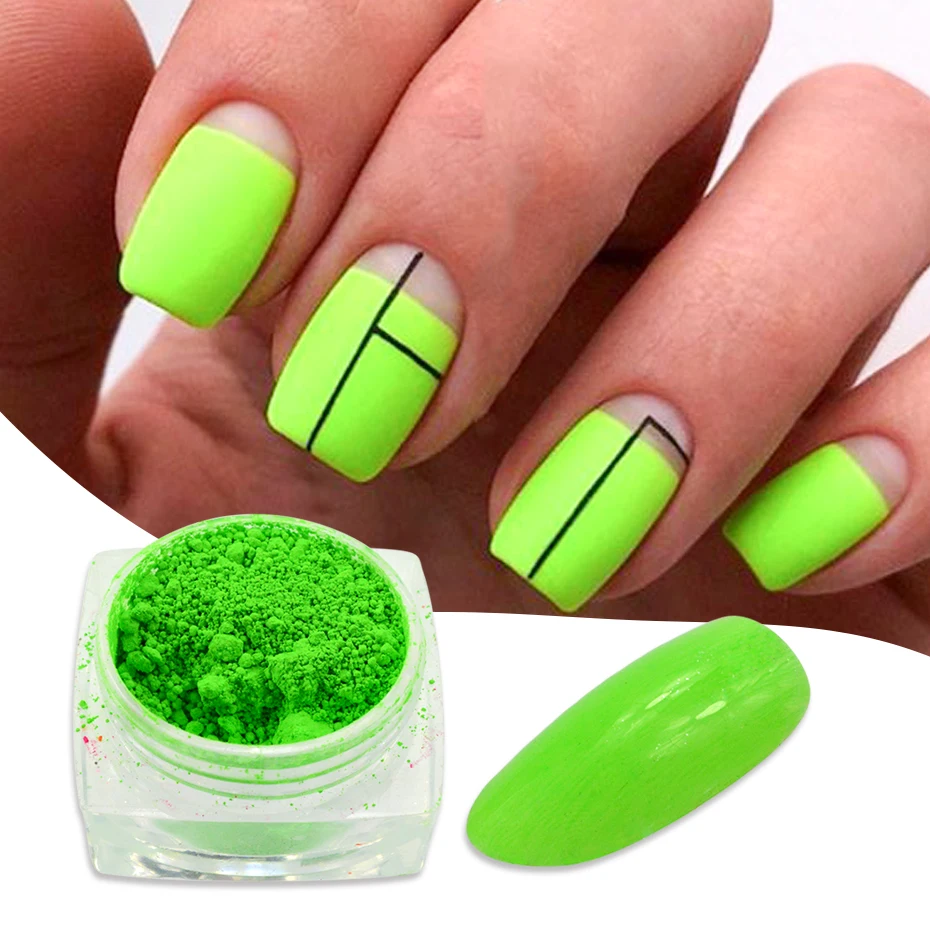 Bright Fluorescent Design Nail Art Powder UV Reactive Neon Pigment Nails Glitter Dust DIY Gel Polish Manicure Tools 1Set BEYE-1 nail powder,nail glitter,nail pigment,nail decoration,nail decorations,nail powder set,fluorescent pigment
