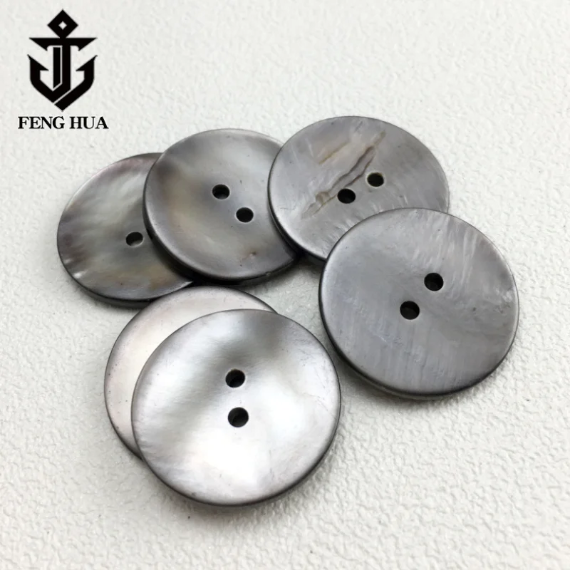 10PC Natural Black Mother of Pearl Shell Grey Round 2-holes Flatback Button DIY Suit Cufflinks Invitation Scrapbook Sewing Decor 2