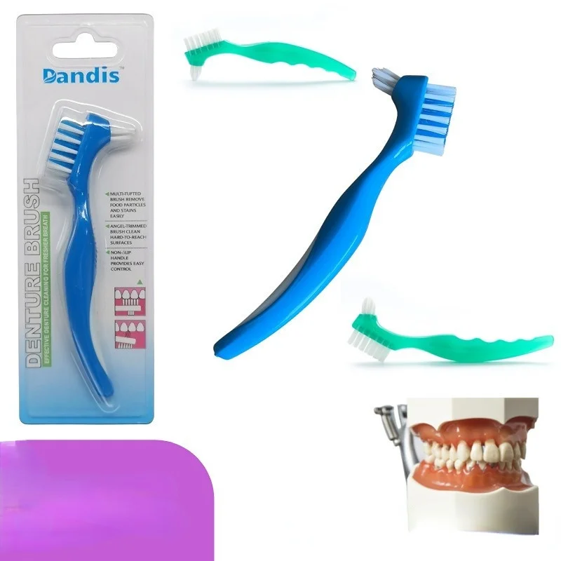 Denture Brush Denture Toothbrush Hard/Soft Double Bristle for False Teeth Brush Superb Total Cleaning
