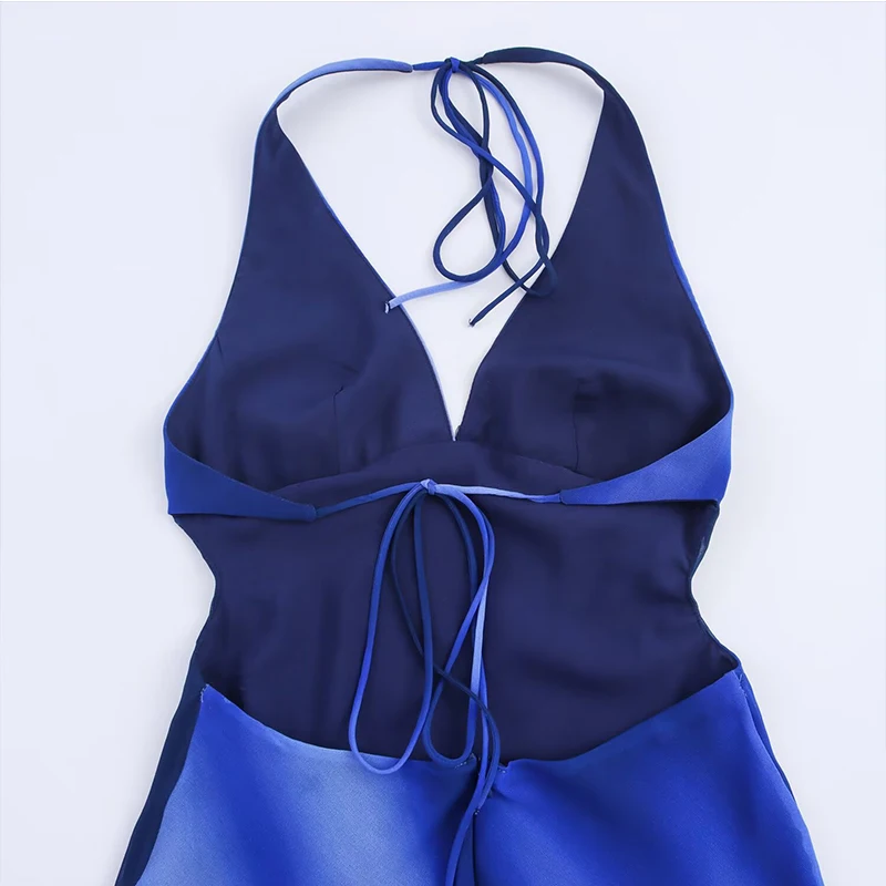 2025 Summer New Women's Dress Fashion Print Tied Halter Elegant Long Dresses For Women Backless Sexy Evening Party Dresses