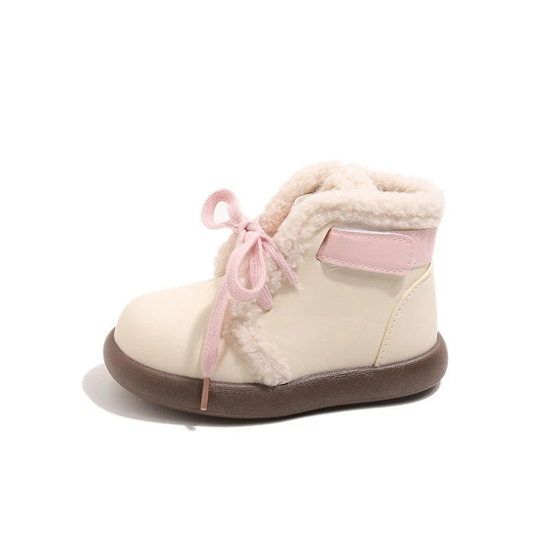 Kids Princess Ankle Boots Sweet for Girls Leather Boots Versatile Soft 2025 Winter New Children Short Boots Fashion Non-slip