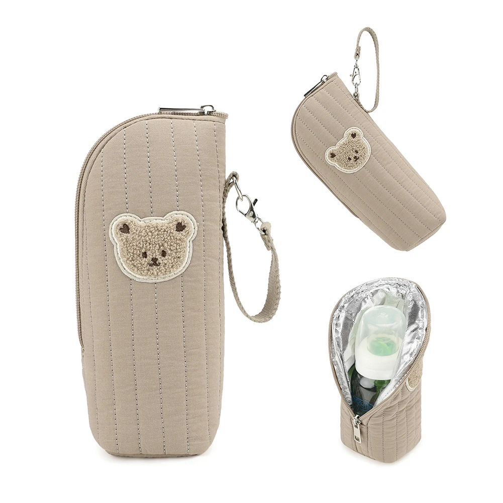 Borsa scaldabiberon per latte per bambini, borsa termica per orsetto in peluche per viaggi in campeggio all'aperto, attrezzatura da viaggio essenziale per neonati - immagine 5