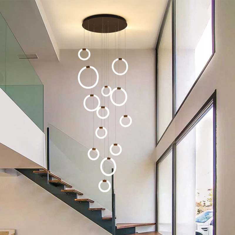 

Circular Chandelier LED Modern Living Room Chandelier Designer Kitchen Restaurant Lighting Circular Staircase Pendant Lamp