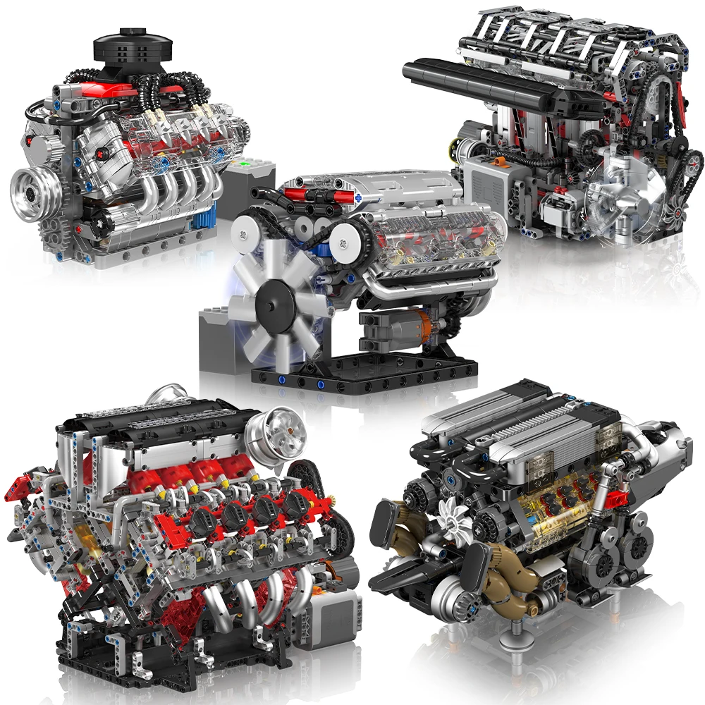Mould King 10168 V8 engine model Technical Building Block