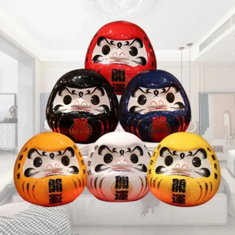 

18.5/24.5CM Japanese Ceramic Daruma Doll Lucky Charm Fengshui Zen Ornament Centerpiece Money Box Home Tabletop Decoration