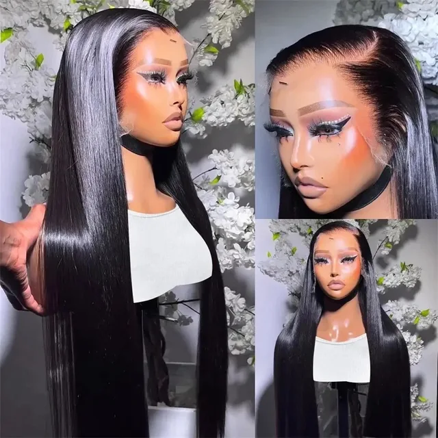 Long Soft Hair Straight Black Color Synthetic 13X4 HD Lace Frontal Wig For Black Women Prepucked With Baby Hair Glueless Wig 3