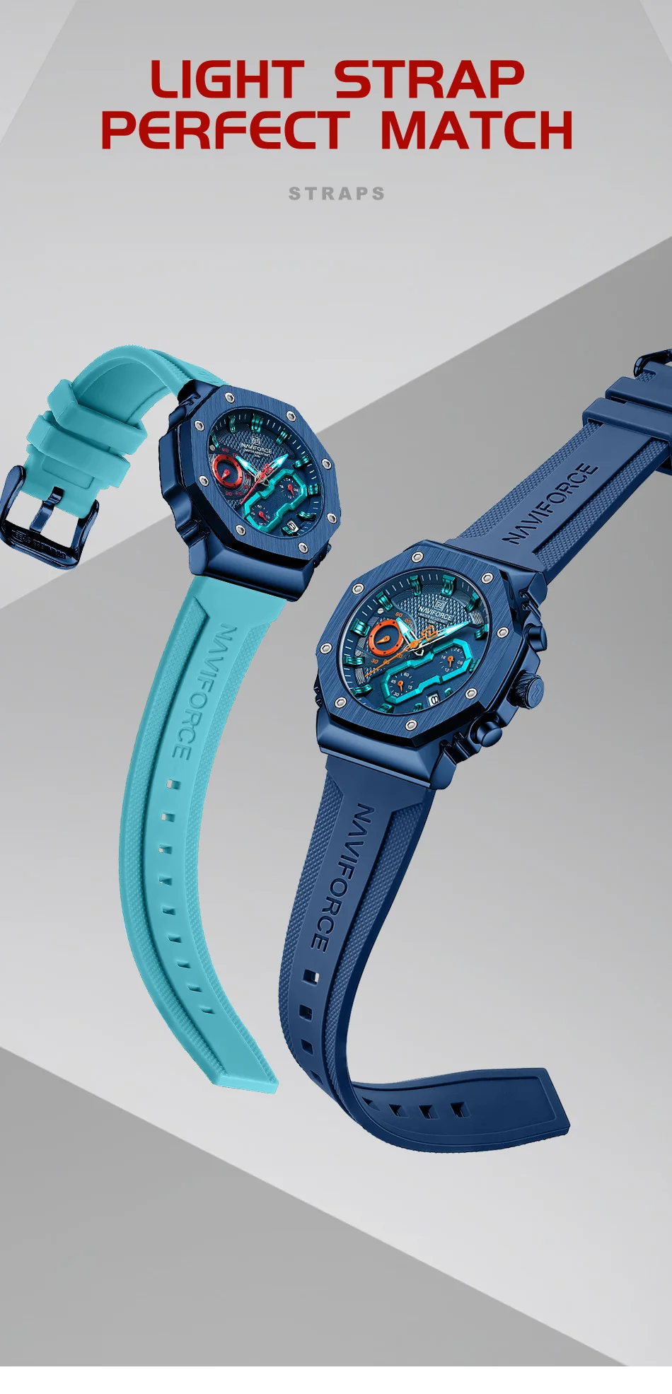 NAVIFORCE-Relógios luminosos impermeáveis femininos, Sport Chronograph relógios