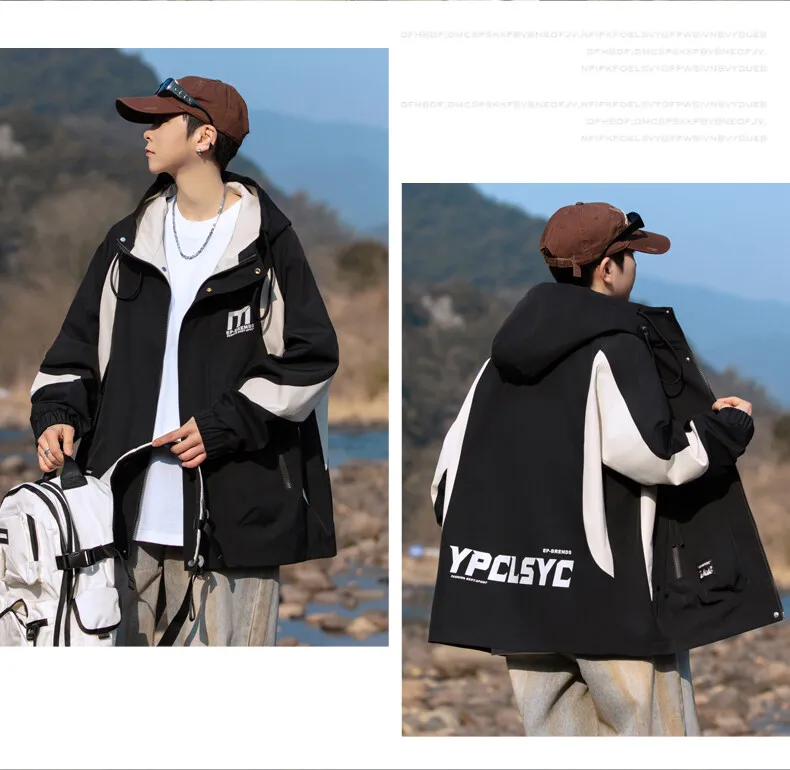 Hochwertige Herren-Kapuzenjacken für Outdoor-Aktivitäten 2026 Frühling Herbst Lose Freizeitjacken Jugend Streetwear Oberteile Winddichte Parkas – Detail 16