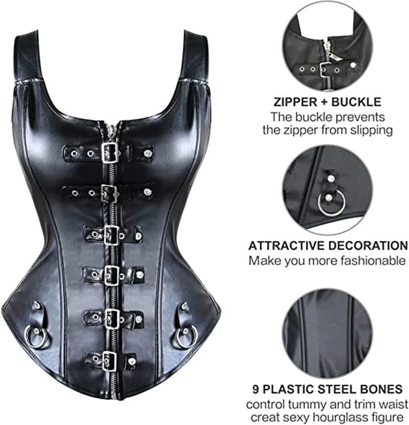 Kanten korset bdsm bondage uitrusting voor dames kunstleer_voghion.com