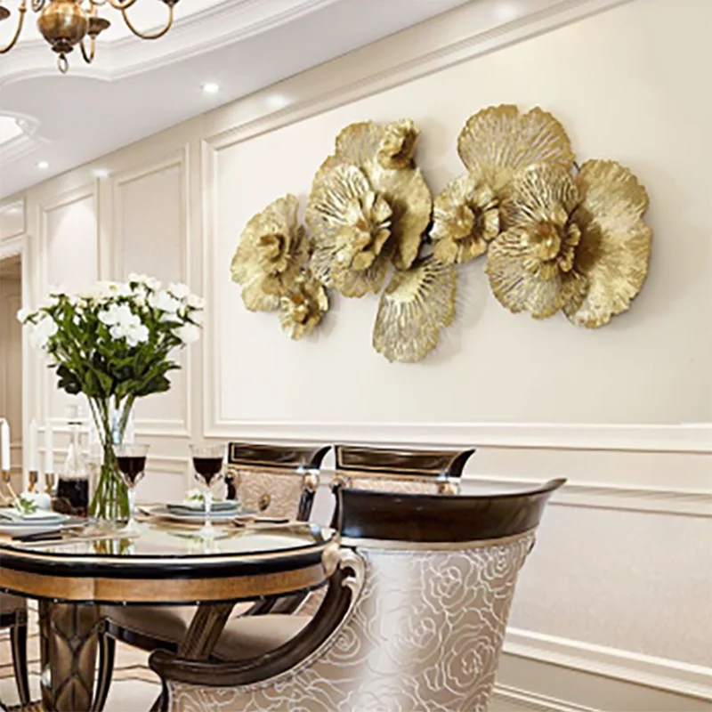 Chinese Wrought Iron Flower Wall Decoration Items Home Room Background Wall Sticker Hotel Club Cafe Mural Metal Accessories