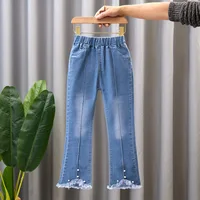 Kids Girls Jeans Floral Long Jeans For Girls Spring Summer Calf-length Baby Girl Casual Style Trousers Children Denim Pants 3