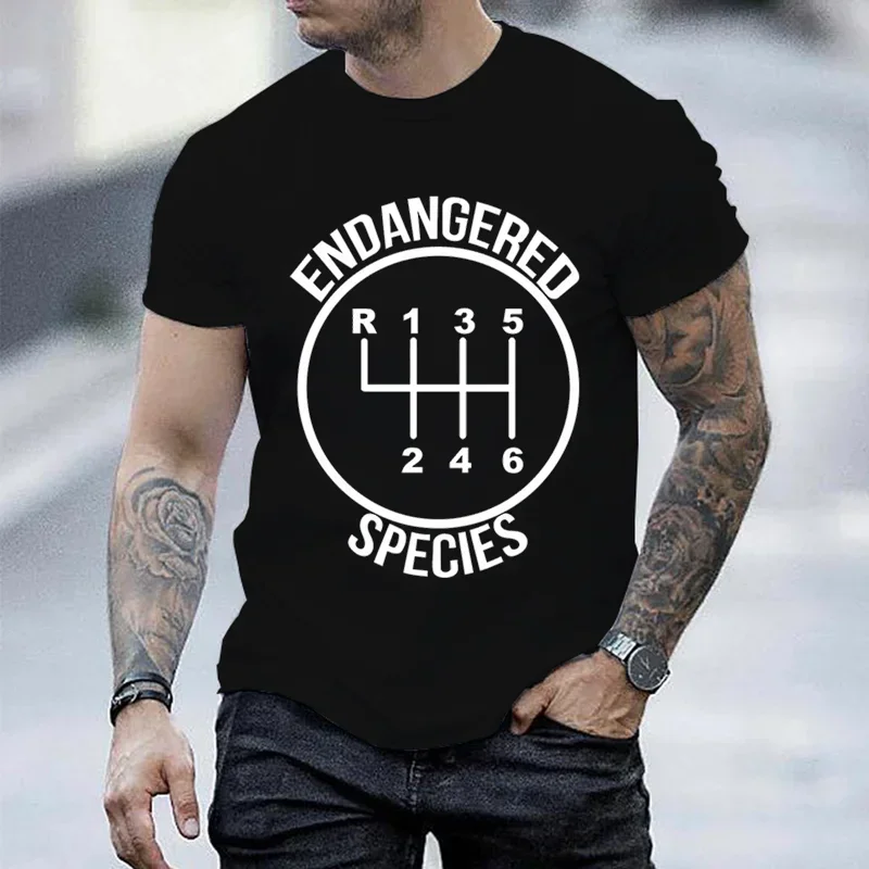 

Tee Men T-shirt Tops Manual Transmission Endangered Species Design Short Sleeve Men Shirt Tees Mechanic Funny Men Tshirt Tops