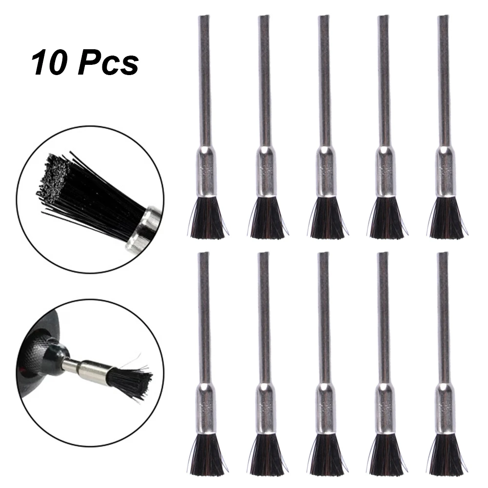 10pcs Nylon Wire Brush 3mm Shank Abrasive Polishing Tool Bit Polishing For Wood