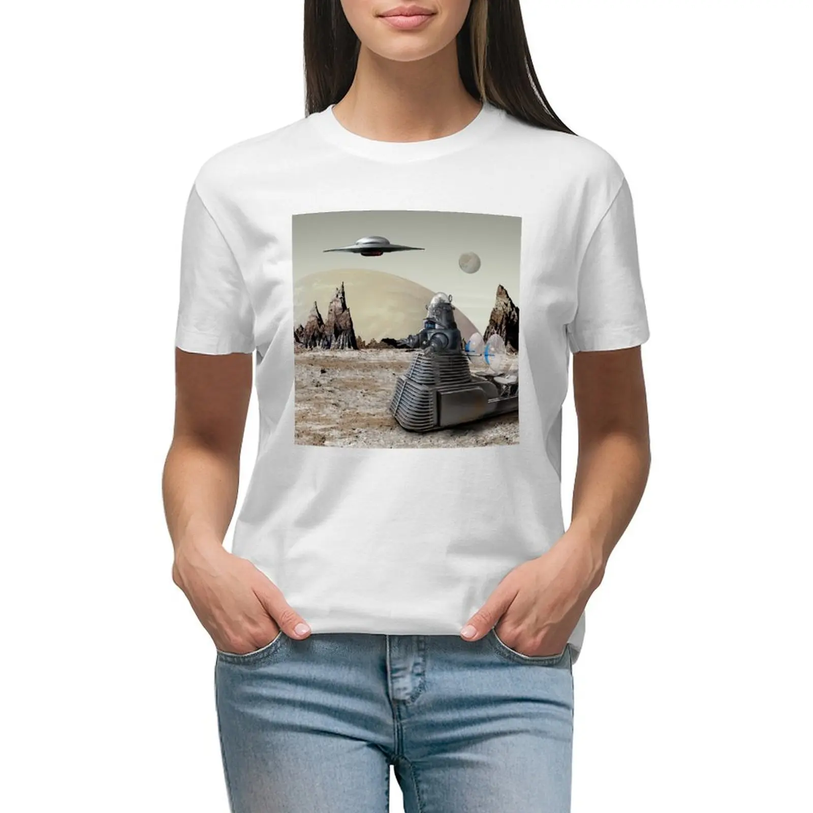 

Forbidden Planet, original new design poster. T-shirt summer tops Aesthetic clothing tops Women