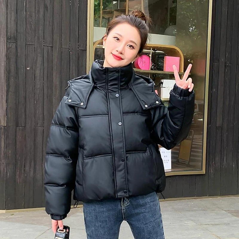 

Women's Autumn Winter Warm Thick Parkas Solid Color Long Sleeve Stand Collar Zipper Jackets Coat Female Padded Coat Outerwear