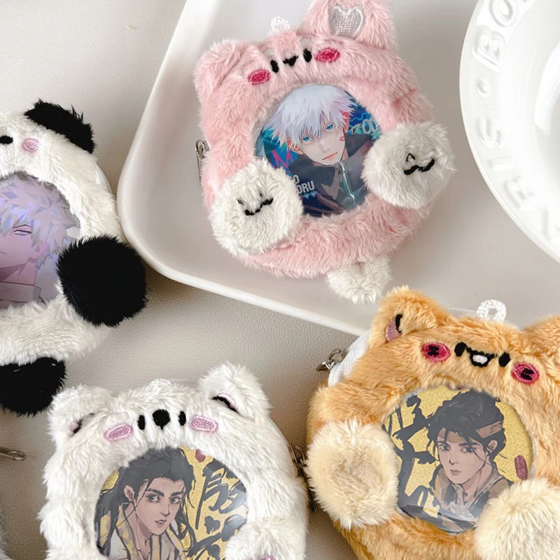 Badge Holder Plush Anime Characters Brooch Protector Cover Coin Cash Storage Bag Display Pendant