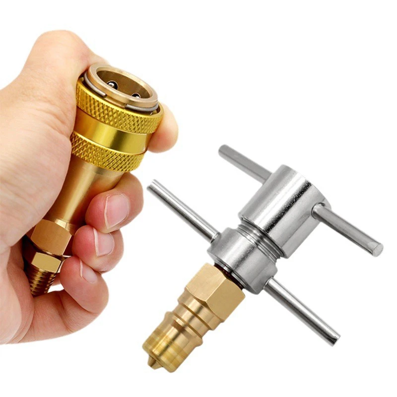 1/4 inch Refrigerator Quick Coupling Brass Washer Connector Refrigerator Outlet Plug High Pressure Air Conditioner Repair Tools