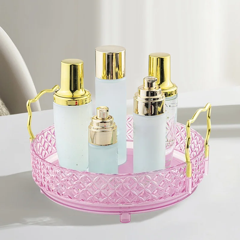 1PC Rotating Makeup Organizer, Bedroom Dresser or Vanity Countertop Storage, clear cosmetic storage rack, for skin care products 5