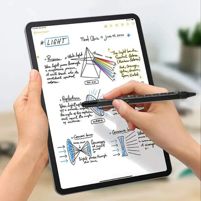 LED 조명이 있는 다기능 볼펜, 핸드헬드 도구, 측정 기술 눈금자 스크루 드라이버 스타일러스, 스피릿 레벨 펜, 9 in 1