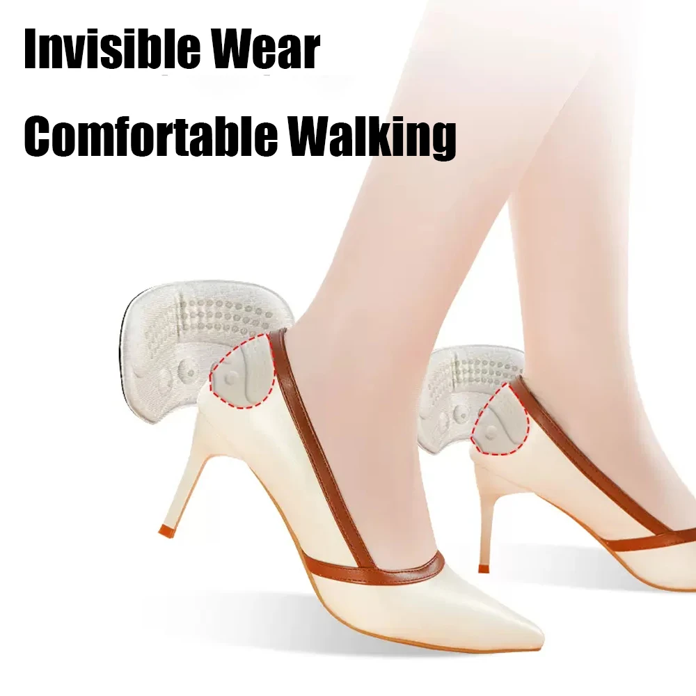 2pcs Silicone Heel Cushion Pads for Shoes Women Antiwear Foot Pad Non-Slip Heel Protector Sticker Shoe Adjustable Size Inserts