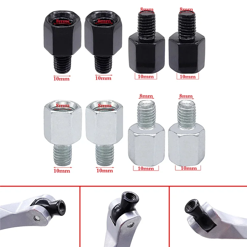 Universal Mirror Adapter 1 Pair M10 M8 Clockwise Motorcycle Motorbike Rearview Mirror Adapter Bolt Steel Metal for Motorcycle motorcycle mirror motorcycle mirrors motorcycle mirror mount motorcycle mirror bracket