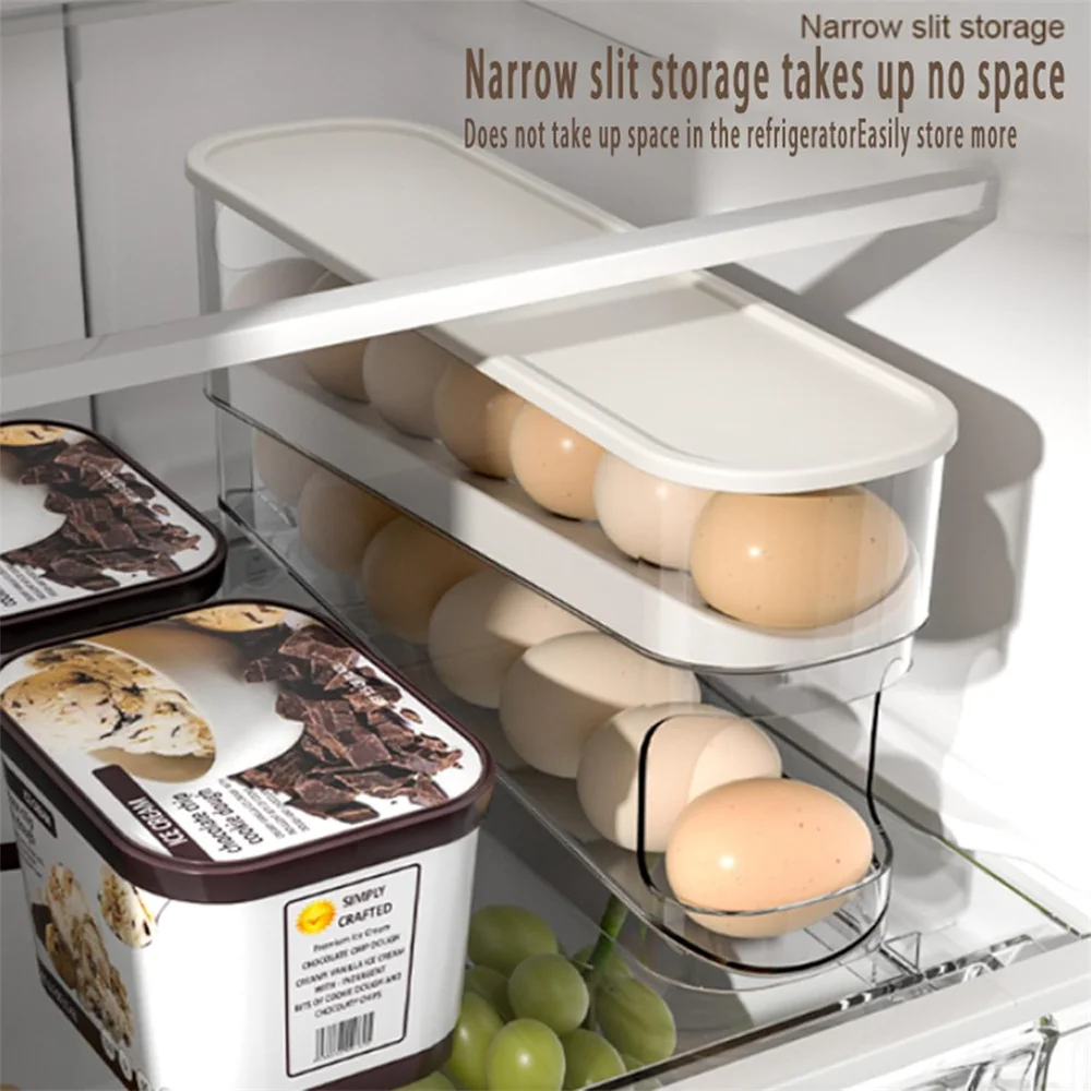 Auto Rolling Fridge Egg Organizer Space Saving Eggs Dispenser Refrigerator Storager Home Egg Holder 1 pack