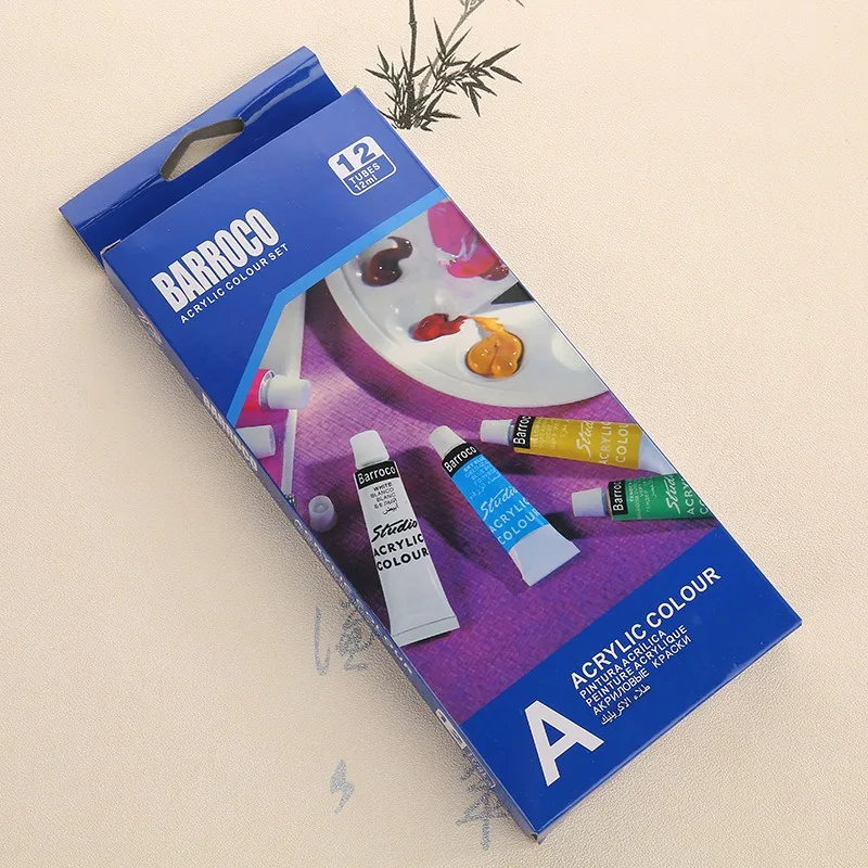 12Colors/set Of DIY Art Painting Paint Professional Acrylic Watercolor Set Ceramic Stone Paints Brush Practical School Supplies