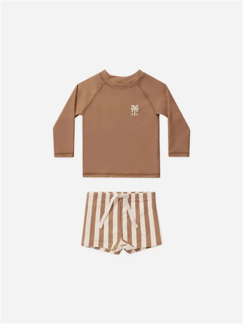 High Quality Summer 2024 swimsuit Boys Long sleeve Swimsuit set Kids Vacation beach shorts Swimsuit shorts RC 2