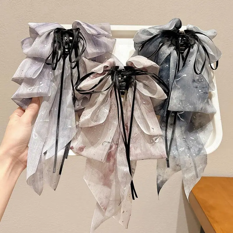 Haarspange Mit Blumenmuster Und Schleife Für Den Pferdeschwanz_voghion.com