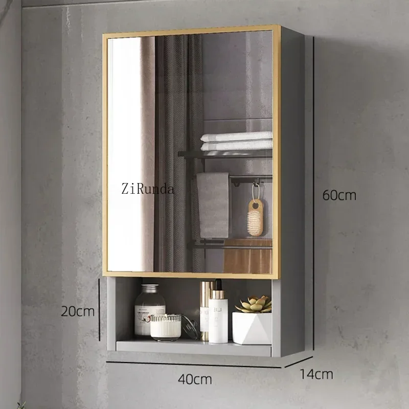 Nordic Style Wood Bathroom Cabinets Simple Armoire Shelves Storage Mirror Cabinets Toiletries Home Furniture Armoire Miroir FYBC