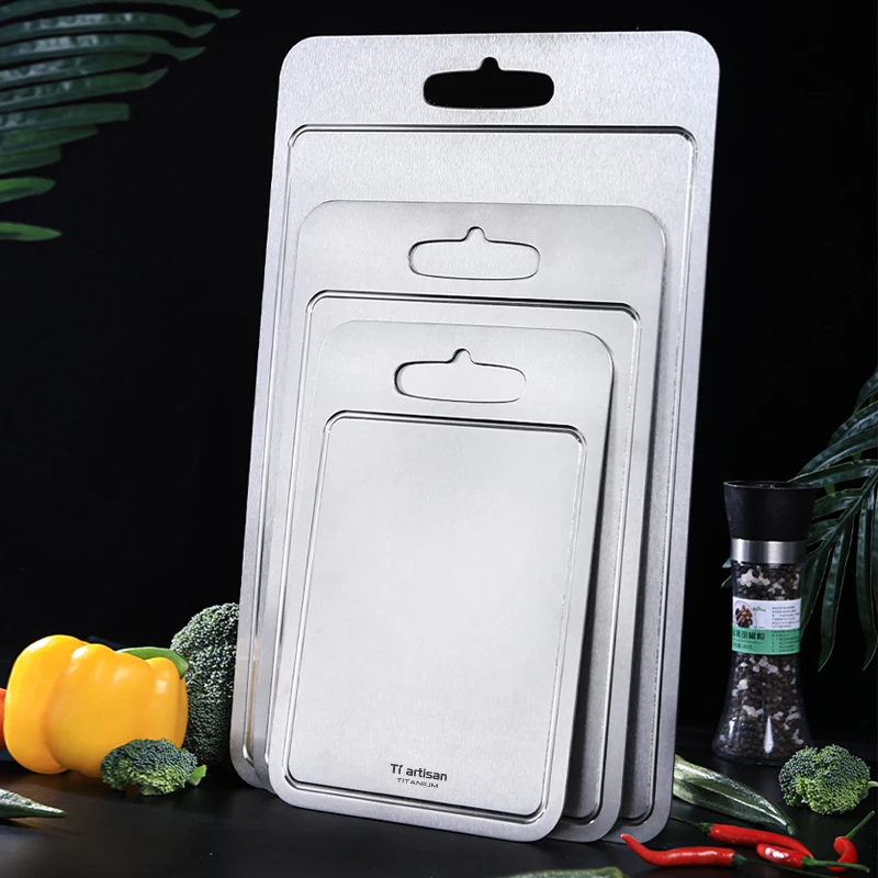 Tiartisan 2mm Thickened Pure Titanium Kitchen Cutting Board Outdoor Camping Double-Sided Ultralight Sturdy Chopping Board
